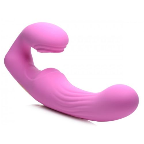 15X U-Pulse Silicone Pulsating & Vibrating Strapless Strap-on w Remote - Pink from Nice 'n' Naughty