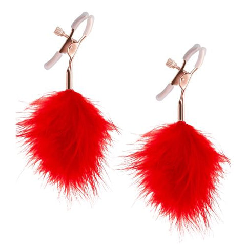Bound Adjustable Feather Nipple Clamps Red from Nice 'n' Naughty