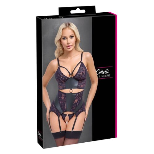 Cottelli Basque & Crotchless String Set from Nice 'n' Naughty