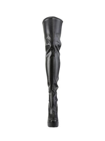 ELECTRA-3000Z Black PU Leather Thigh High Boots from Nice 'n' Naughty