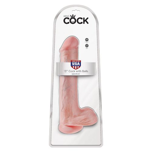 King Cock 13 Inch Dildo w Balls Light Skin Tone from Nice 'n' Naughty