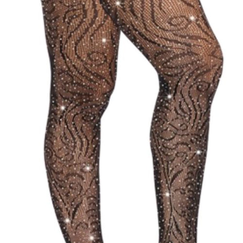 Lace by LJ Plus Size Suspender Pantyhose with Rhinestones from Nice 'n' Naughty