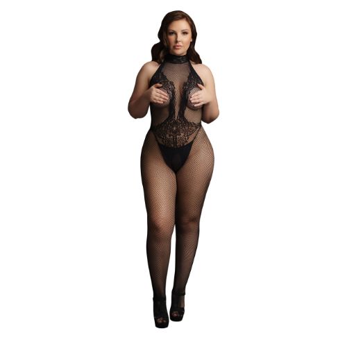 Le Désir Fishnet and Lace Bodystocking Black from Nice 'n' Naughty