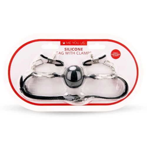 Me You Us Silicone Gag with Clamps Black from Nice 'n' Naughty