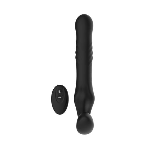 Mina Surge Thrusting & Vibrating Strapless Strap On Black from Nice 'n' Naughty