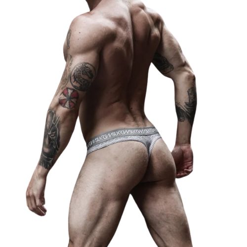 Sukrew Industrial Classic Thong Checker Grey from Nice 'n' Naughty